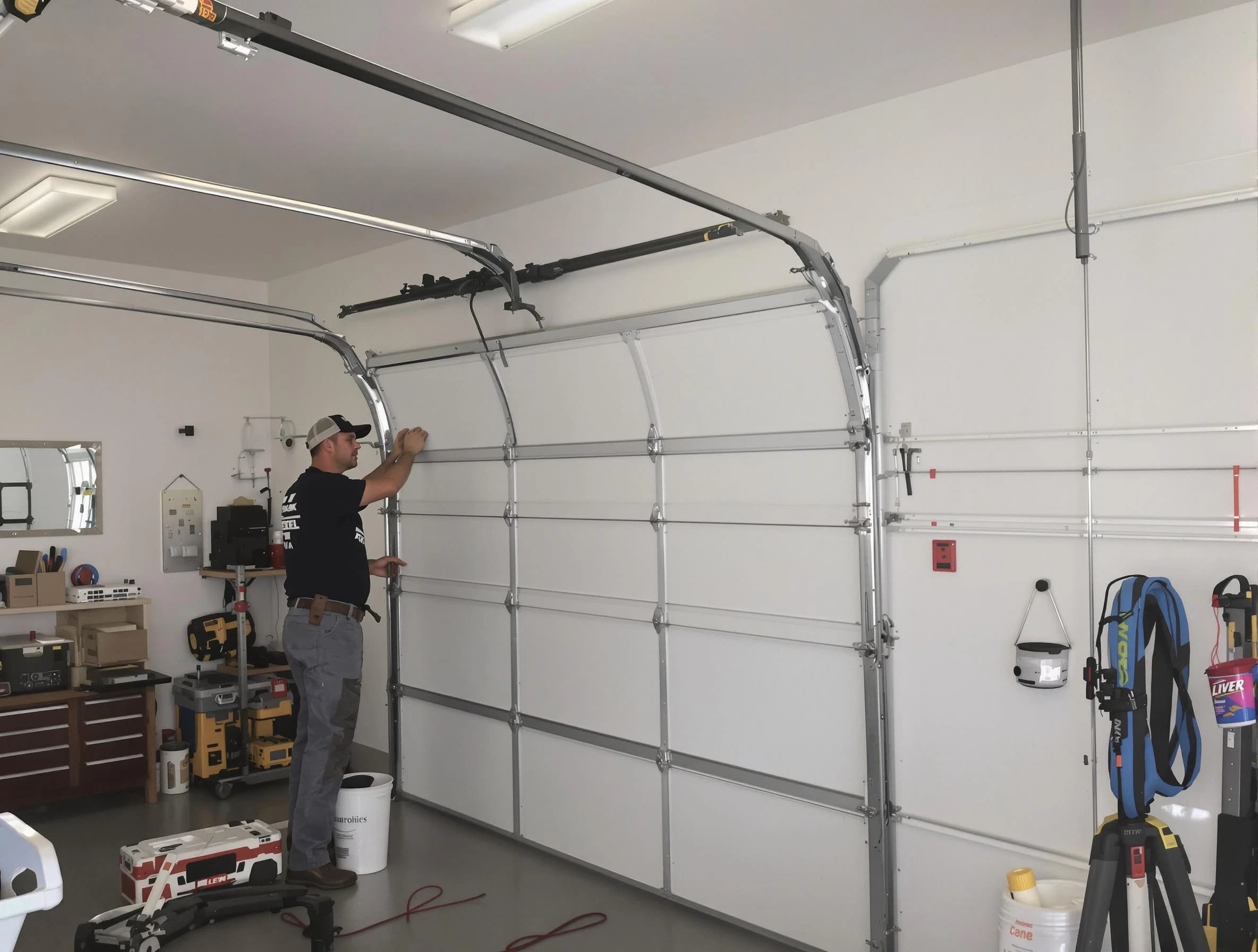 Pell City Garage Door Repair team installing new garage door in Pell City
