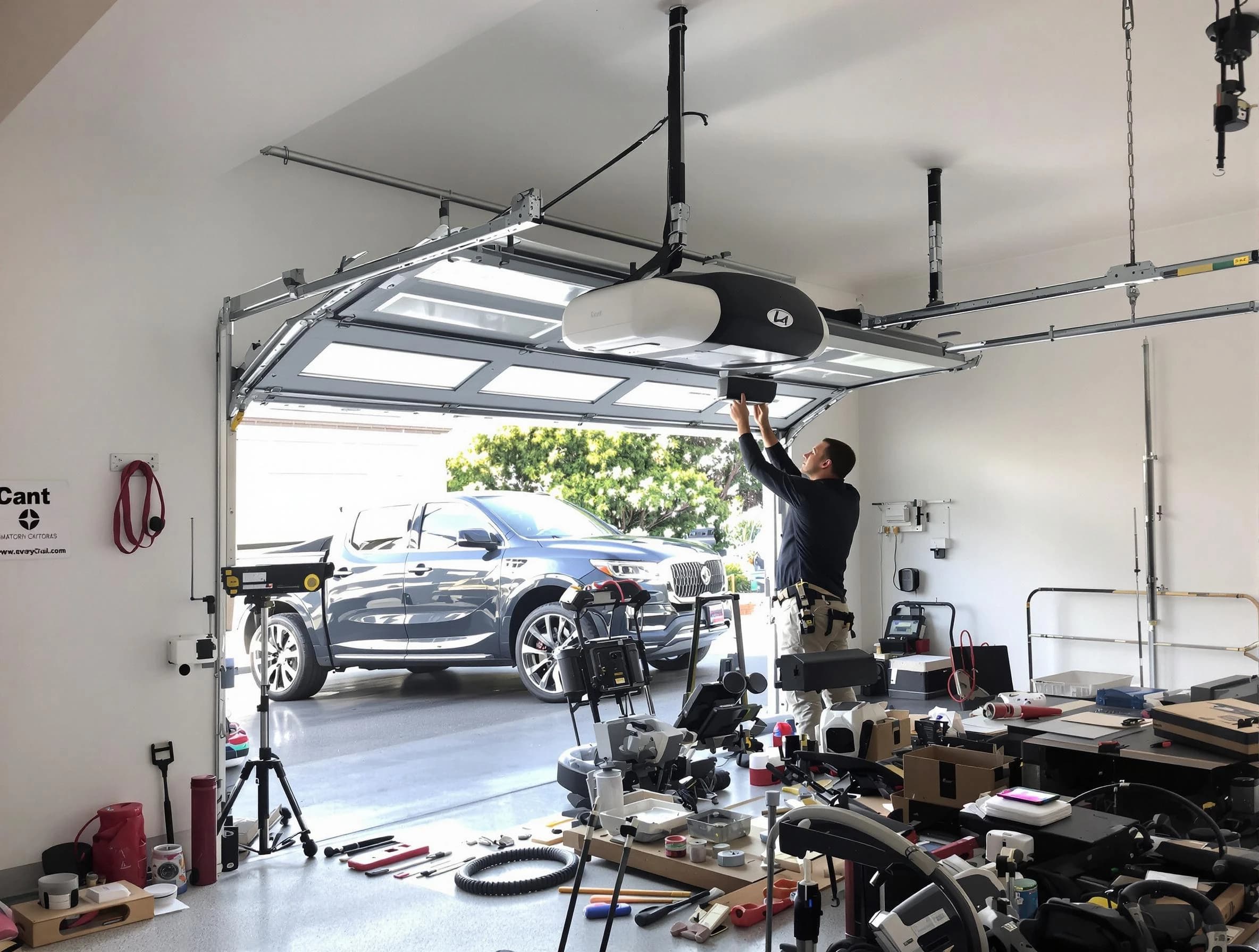 Pell City Garage Door Repair specialist installing smart garage door opener system in Pell City home