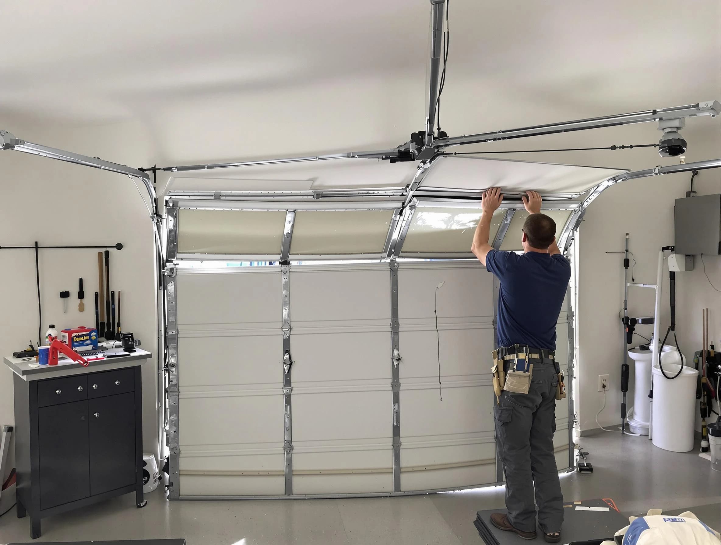 Pell City Garage Door Repair specialist performing precise section replacement on Pell City garage door