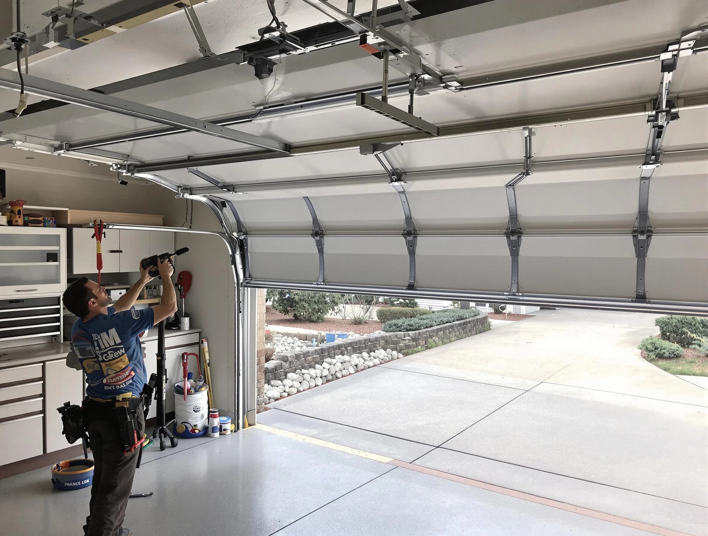 Garage door track repair service by Pell City Garage Door Repair in Pell City
