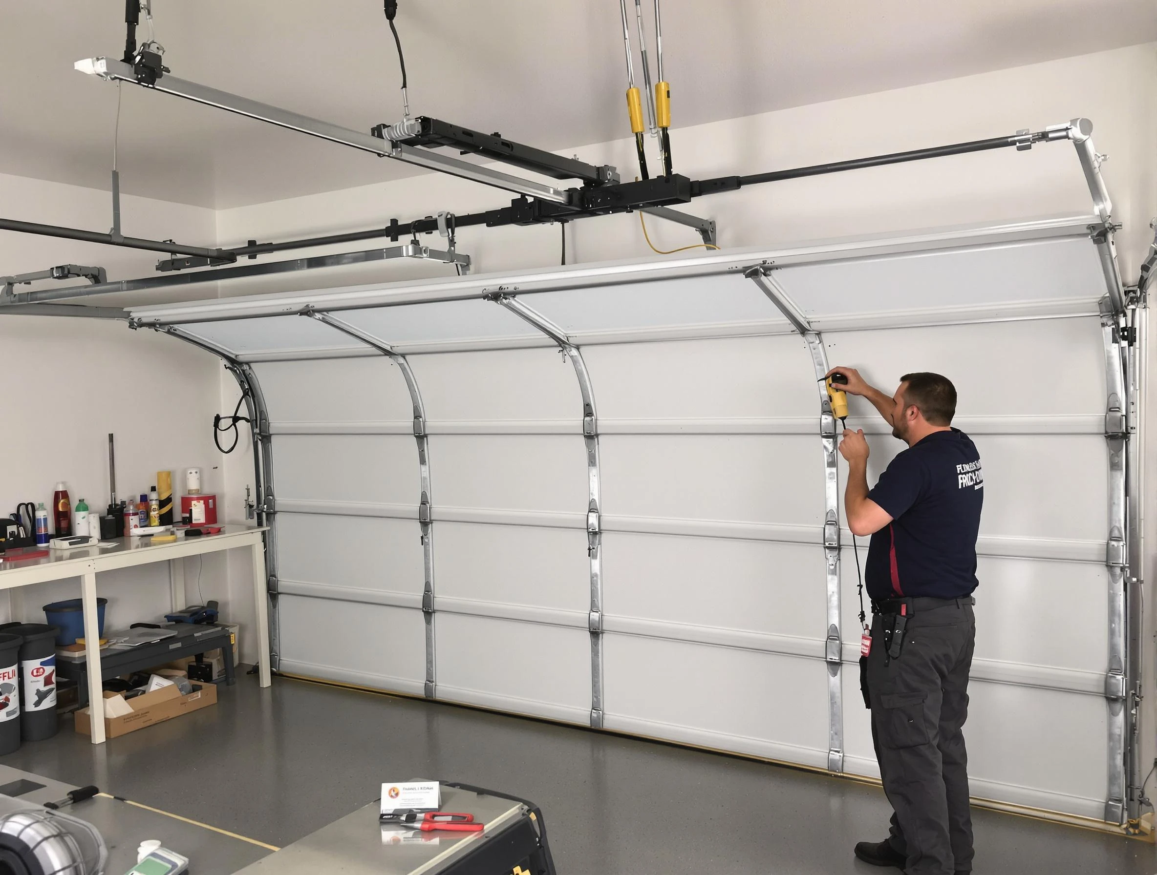 Pell City Garage Door Repair certified technician performing overhead door system repair in Pell City