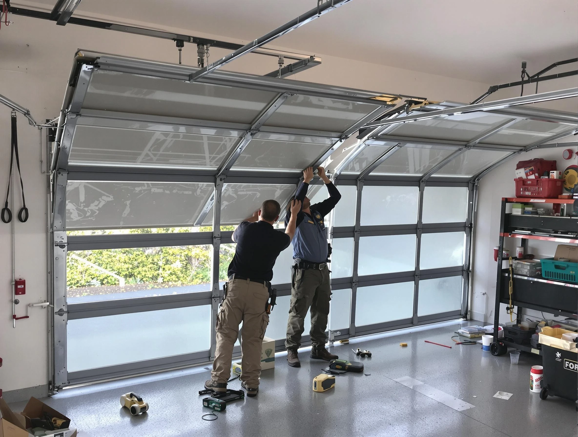 Pell City Garage Door Repair expert performing precise panel replacement on Pell City garage door