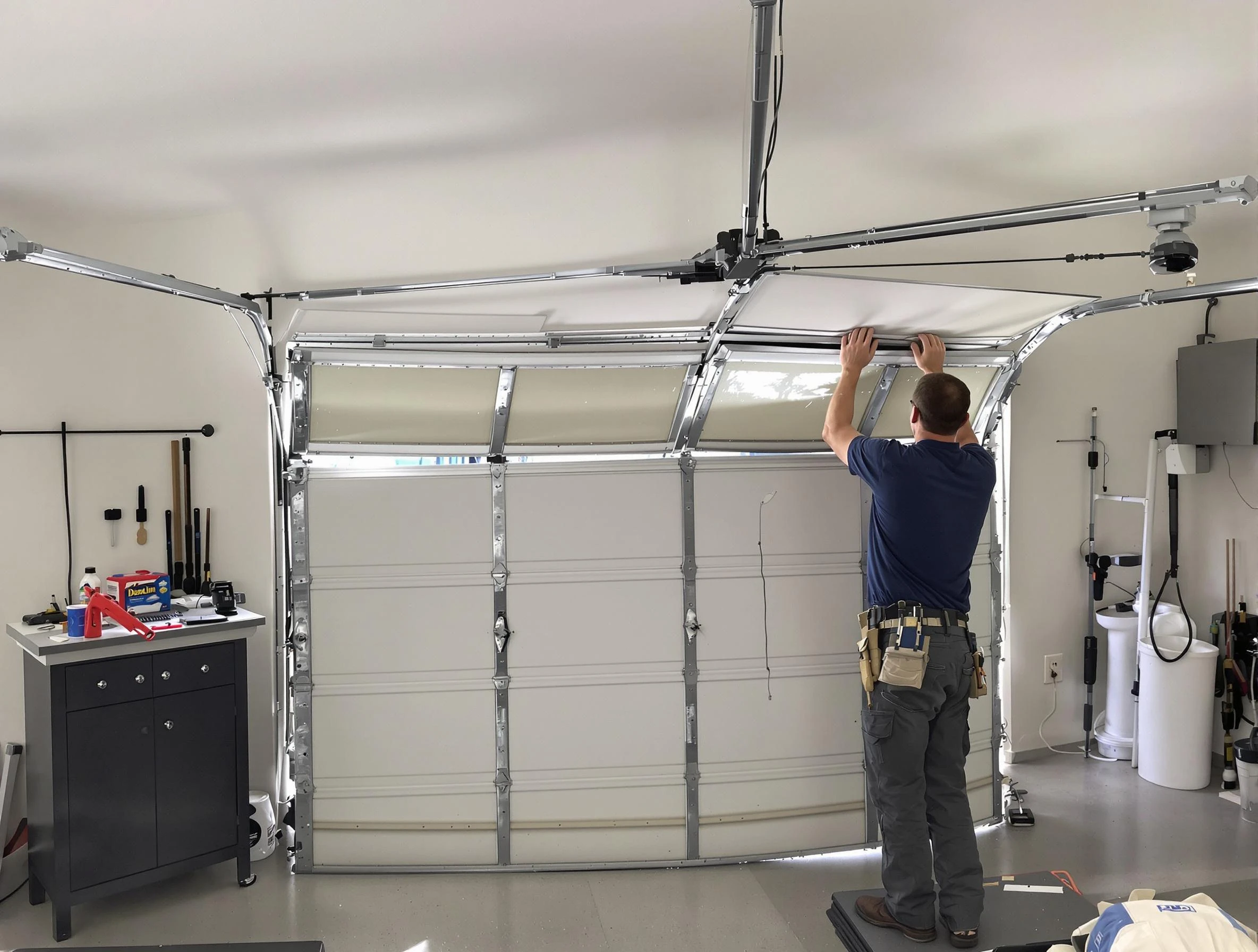 Pell City Garage Door Repair specialist performing precise section replacement on Pell City garage door