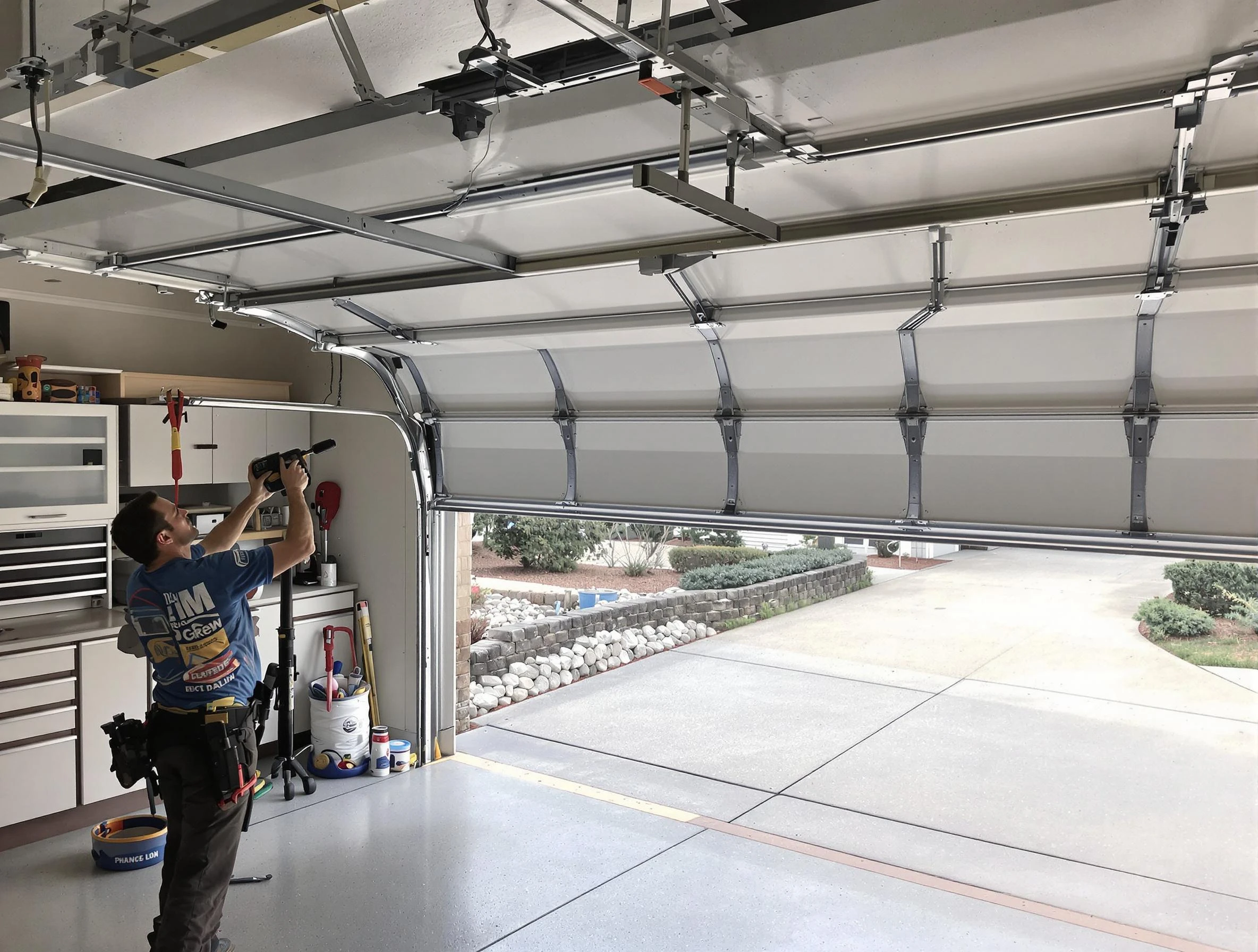 Garage door track repair service by Pell City Garage Door Repair in Pell City